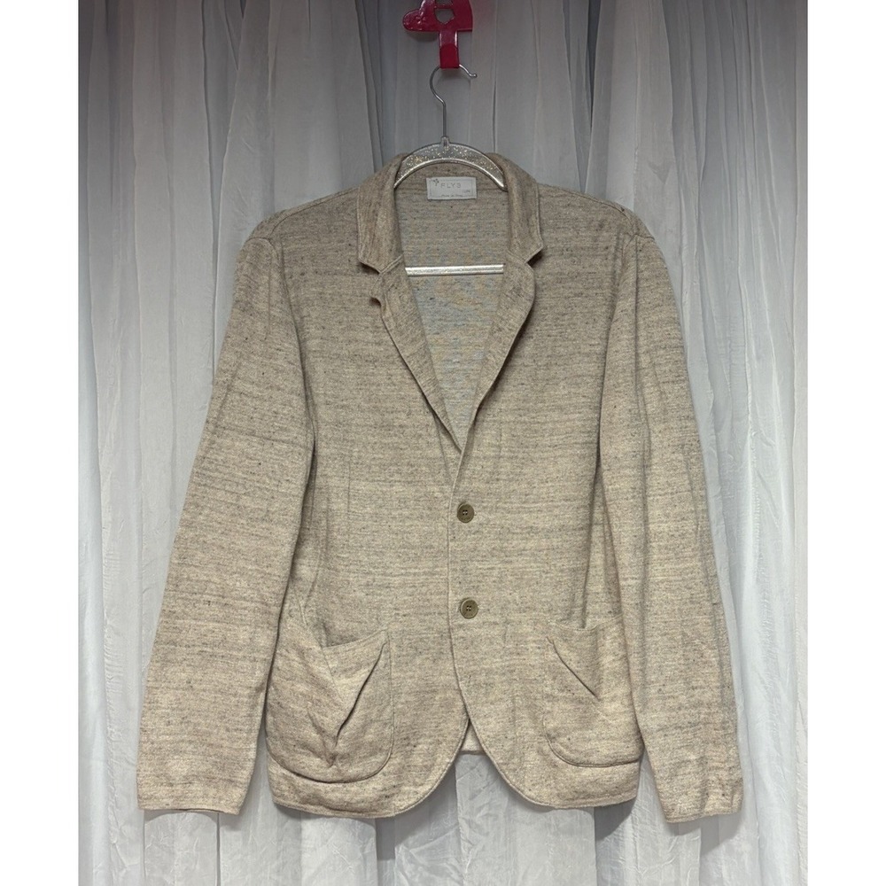 FLY3 Ghost Blazer Made in Italy Linen Cotton Knit Jacket Oatmeal Beige Womens S